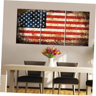 Arte de pared nativo de América para sala de estar estrellas pintura a rayas bandera patriótica  Foto 1 de 4