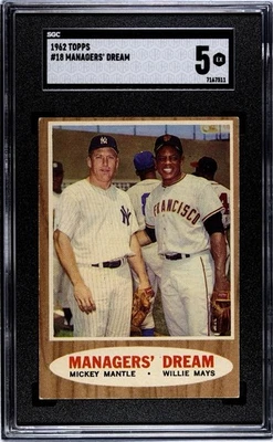 Mickey Mantle/Willie Mays 1962 Topps Managers' Dream SGC 5 #18 New York - Image 1 of 2