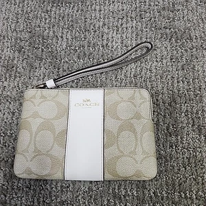 Coach Wristlet Wallet Light Brown Corner Zip Size Small - Picture 1 of 8