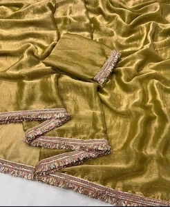 Traditional Collection Chiffon Fendy Saree With Beautiful Blouse For Women Wear - Picture 1 of 12