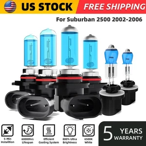 6PCS For Suburban 2500 2002-2006 Halogen Headlight Bulbs Kit 6000k Warm White - Picture 1 of 13