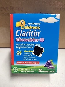 Children's Non-Drowsy Claritin Chewables 60 Grape Allergies Exp 08/2025 - Picture 1 of 2