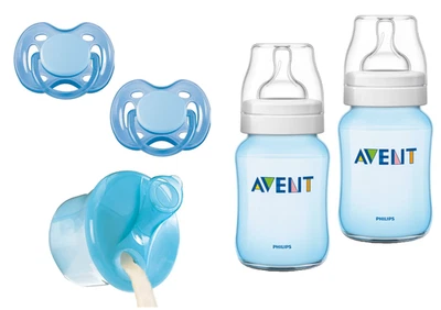 Avent Baby Starter Set 2 x Flaschen  2 x Schnuller 1 x Milchpulver Portionierer - Bild 1 von 4