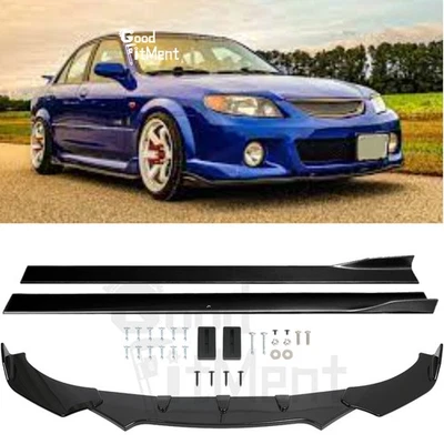 For Mazda Protege 1990-2003 Front Bumper Lip + 2m Side Skirt Splitter Spoiler US - Image 1 of 4