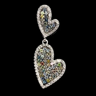 925 Sterling Silver Pendant Sapphire Round Diamond Cut Topaz Gemstone Jewelry - Image 1 of 4