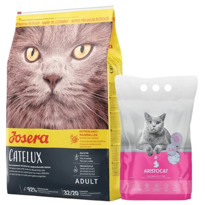 JOSERA Catelux gegen Haarballenbildung 10 kg + Katzenstreu 3,8 L - Bild 1 von 3
