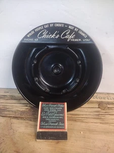 Vintage Bachelite AshTray Chick's Cafe Heber Utah Ph:43 fiammiferi gratuiti. Made in USA - Foto 1 di 5