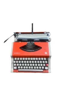 Vintage Orange Olympia Olympiette 3 Typewriter  Made In Japan - Picture 1 of 9
