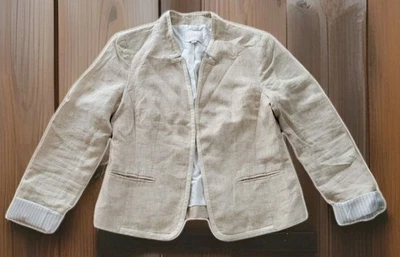 Chaqueta Blazer Ann Taylor Loft de Lino para Mujer Talla S Avena Manga Larga Forrada Foto 1 de 4