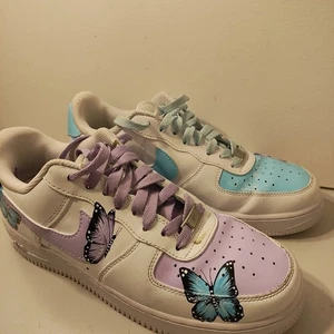 Nike Air Force 1 Personalizado Azul Púrpura Mariposa Tenis Para Hombres Talla 8 Zapatos Bajos  - Imagen 1 de 18