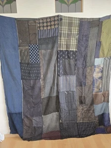 Vintage japanischer Kimono Stoff indigoblau, BORO, gefärbte Textilien, 210 cm x 182 cm, - Bild 1 von 13