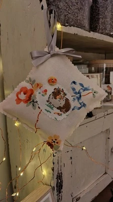 Handmade ~  Cath Kidston Guinea Pig in headband hanging lavender pillow ~ GIFT - Image 1 of 4