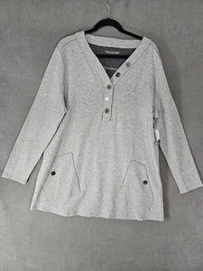 Top tunica Henley nuova con etichette Soft Surroundings donna XL grigio mezzo bottoni tempo libero - Foto 1 di 9