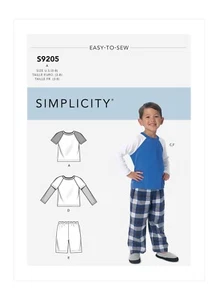 SIMPLICITY 9205 CHILD'S COSYWEAR TOP & PANTS Sewing Pattern Sizes 3 - 8 Pyjamas - Picture 1 of 3