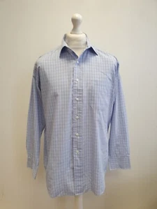 TT983 MENS AUSTIN REED BLUE CHECK MODERN L/SLEEVE SHIRT UK XL EU 56 - Picture 1 of 4