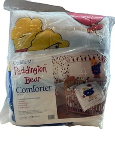 1990s Paddington Bear Baby Crib Size Quilt Comforter Balloon NoJo NEW Vintage - Picture 1 of 4