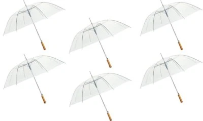 Paraguas de lluvia transparente/abierto automático 48", paquete de 6 Foto 1 de 3