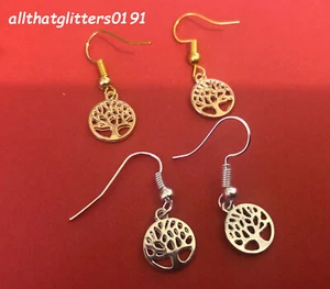 Handmade Pair Of Tree Of Life Earrings Gold Or Silver Plated Multi-Buy - Picture 1 of 8