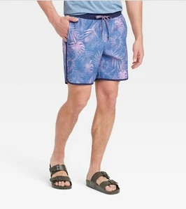 NWT All in Motion XXL Mens Workout 7" Hybrid Shorts Flex Purple Palm pocket xx10 - Picture 1 of 4