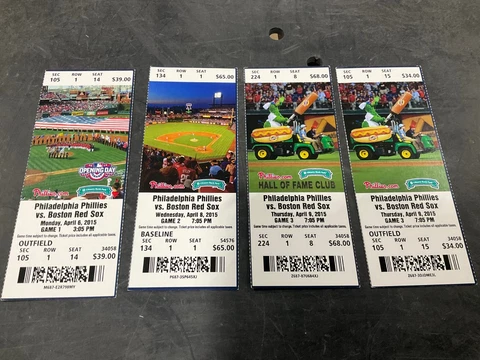 PHILLIES 2015 TICKET STUB 4/6/15-4/8/15-4/9/15 VS RED SOX Cover