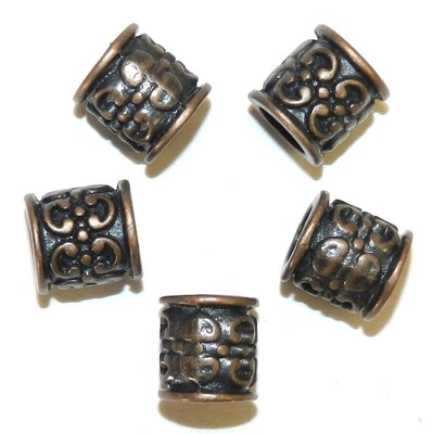 MB3148sp Cuentas de metal tubo redondo con borde de 10 mm de cobre envejecido oscuro 18 piezas Foto 1 de 3