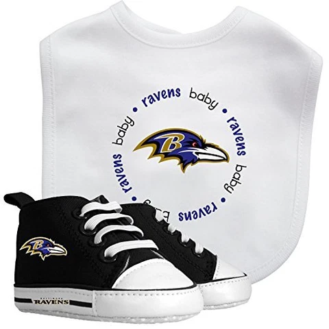 BabyFanatics 2 Piece Gift Set with Bib & Shoes NFL Baltimore Ravens 6 Months+ Cover