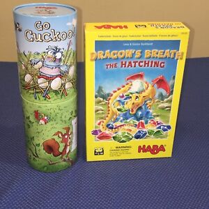 HABA Games Go Cuckoo! and Dragon's Breath the Hatching Lot of 2 PreSchool 6+ yrs