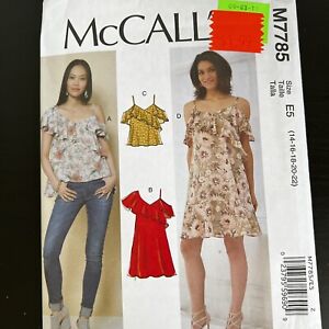 McCalls M7785 Flounce Ruffle Tops + Dresses Sewing Pattern 14 16 18 20 22 UNCUT
