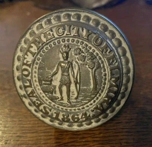 ANTIQUE VICTORIAN ARCHITECTURAL DOORKNOB SEAL OF ELMIRA NY 1864 - Picture 1 of 5