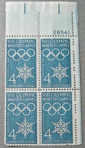 1960 VIII Olympic Games Block of 4 U.S. Stamps. (No. 5) Scott's #1146 - Picture 1 of 1