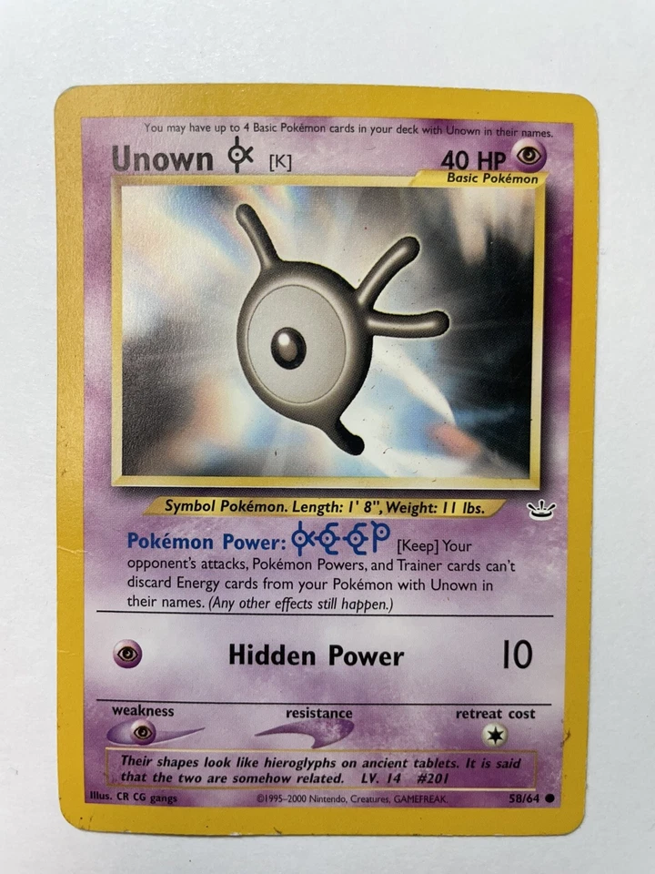 UNOWN K - Neo Revelation Set - 58/64 - Common - Pokemon Card Unlimited - Played - Image 1 of 2