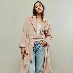 Free People Kunstfell Cuff It Winter Long Mantel 70er Retro Oversized Größe L - Bild 1 von 3