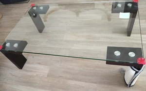glastisch couchtisch gebraucht, Holz braun, B:0,80m/L:1,30m/H:0,40m. Abholung - Bild 1 von 10