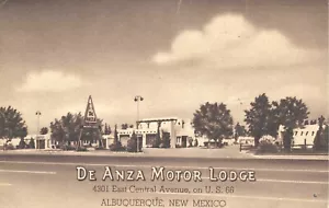 1950 Albuquerque quasi nuovo - Nuovo Messico, De Anza Motor Lodge, Route 66, cartolina d'epoca - Foto 1 di 2