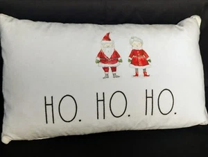 Rae Dunn Christmas Pillow Mr. & Mrs. Santa Claus Ho Ho Ho - Picture 1 of 6