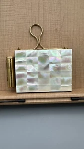 Vintage 1950's Mother of Pearl Makeup Case Purse Clutch Bag Lipstick Holder - Picture 1 of 11