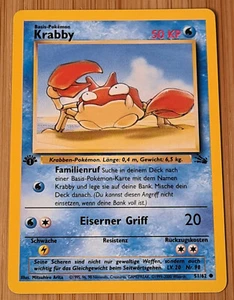 Krabby # 51/62 Common 1.Edition Fossil von 2000 Pokemon Deutsch Top Mint Vintage - Bild 1 von 5