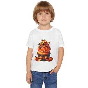 Halloween Pumpkin Cupcake Toddler T-shirt, Toddler Halloween Shirt, Kids [...] - Picture 1 of 27