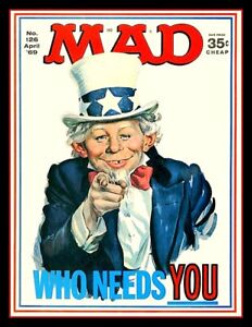 5" Alfred E. Neuman "Who Needs YOU" vinyl sticker. Uncle Sam MAD Magazine decal.