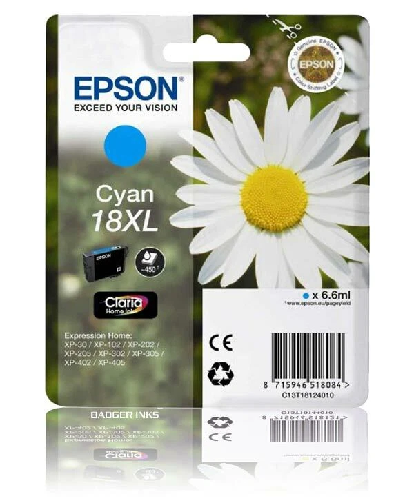 T1812 Epson 18XL Cian Original Cartucho de Tinta Serie C13T18124012 Foto 1 de 1