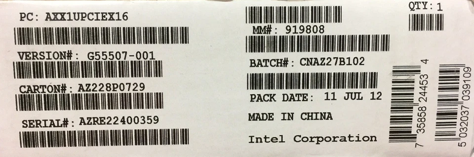 Intel AXX1UPCIEX16 Spare riser card   New Bulk Packaging - Image 1 of 1