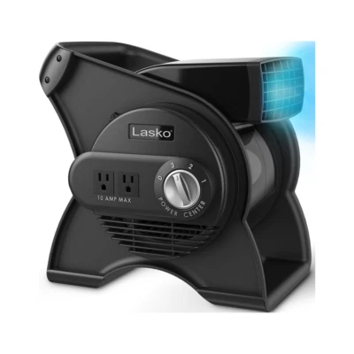 Lasko 12" Pivoting Pro High Velocity 3-Speed Blower Fan with Outlets, Black, U12 - Image 1 of 4