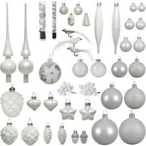 Christbaumschmuck Glas Weihnachtsbaumschmuck Christbaumkugeln winterweiß weiß - Bild 1 von 35