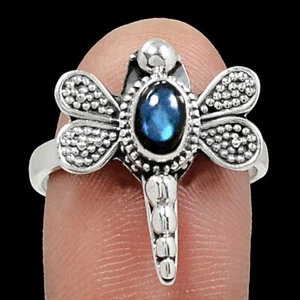 Dragonfly Labradorite 925 Sterling Silver Ring - Size 8 - Picture 1 of 1