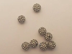 Czech 215 Black Diamond Glass Rhinestone Bead, Half Hole Round Bead 6mm - Picture 1 of 3
