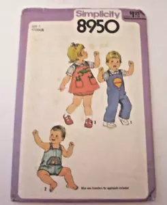 1979 SIMPLICITY #8950-TODDLER BIB OVERALLS-JUMPER-PANTIES-SKIRT PATTERN Uncut - Picture 1 of 3