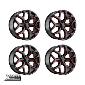 Performance Replicas PR176 Gloss Black Red Milled 20X9 6X139.7 24mm (Set of 4) - Picture 1 of 1