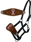 Adj Painted Hope Ribbon Bronc Halter w/ Floral Tooling & Silver Studs! FREE SHIP