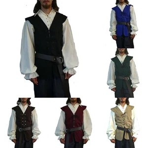 Men Waistcoat Club Beach Holiday Comfortable Medieval Pirate Renaissance - Picture 1 of 17