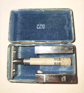 Vtg 1930s Hoffritz NY Slant Safety Razor in Case with Blade Holders Germany READ - Picture 1 of 24